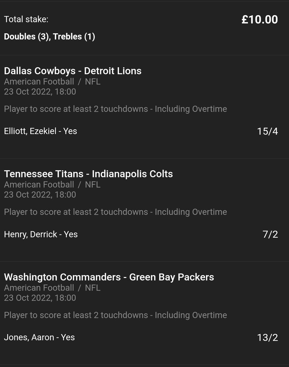NFLuktips's tweet image. #NFL #NFLtips #NFLSunday 3 bets today the usual brace trixie an acca and ive backed the PP bet boost for the 6 PM games good lukc if following!!