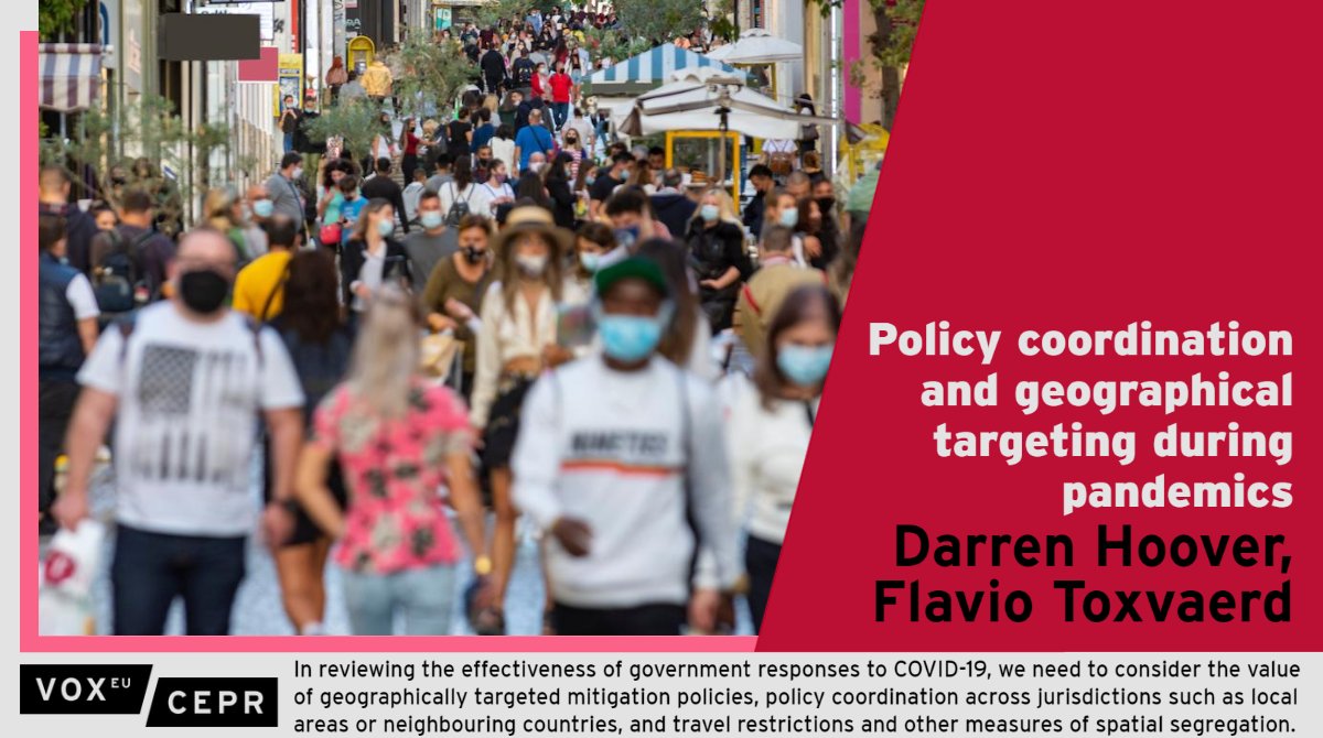 Policymakers need to consider the spatial nature of disease mitigation policies, both in terms of regional targeting & international coordination. Darren Hoover, @toxvaerd1 @CamEcon @Cambridge_Uni ow.ly/3TWf50L9SZh