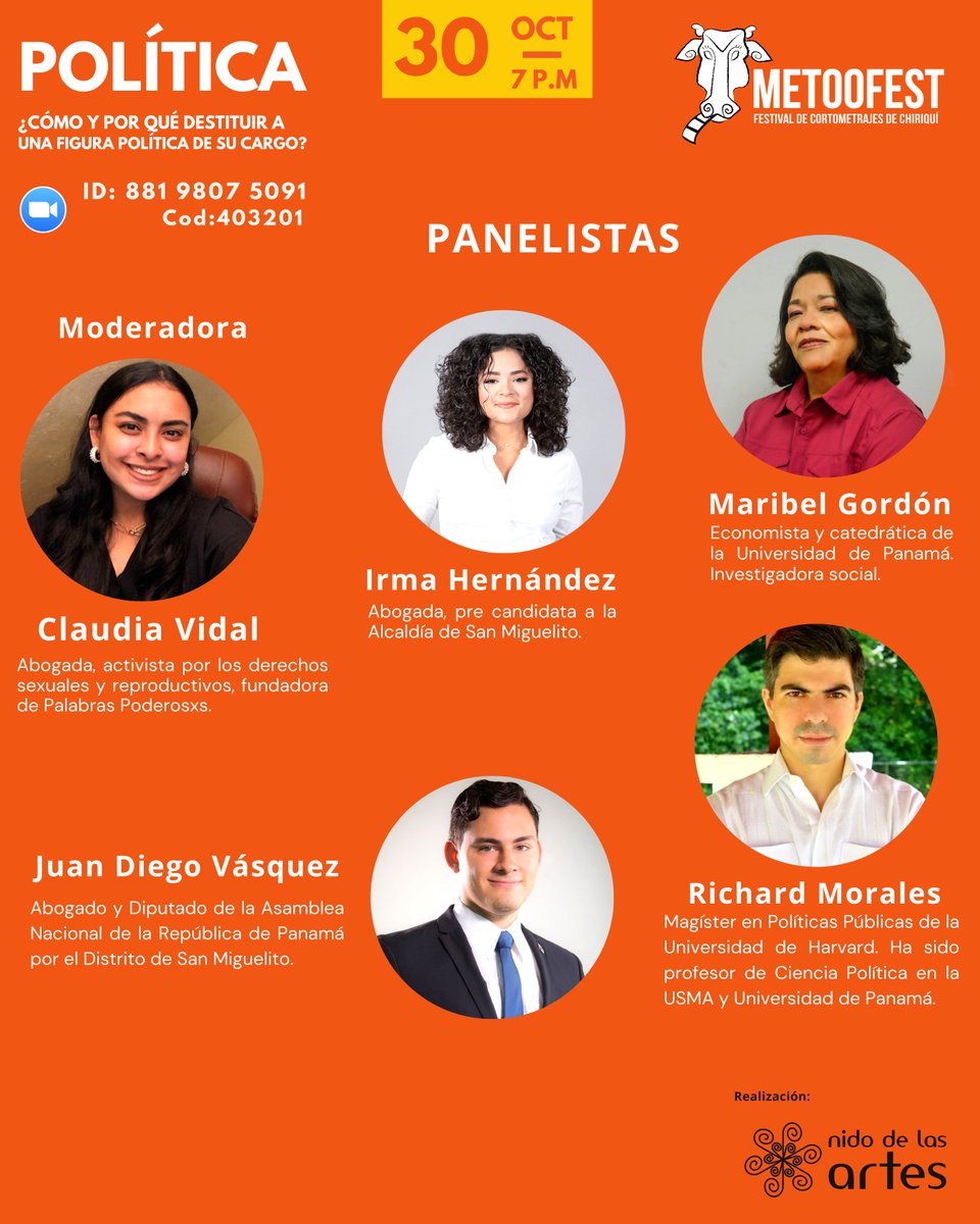 Nos vemos el próximo domingo 30 de octubre🌟 a las 7:00PM a través de Zoom para compartir en el Cineforo "¿Cómo y por qué destituir a una figura política de su cargo?" 🐄🎥🇵🇦 Únete dando click al siguiente enlace: bit.ly/3EM0HIo