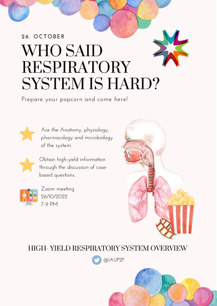 IAUP2P's tweet photo. Finding difficulty about how to focus in High-Yield topics in respiratory system 😪
You’re WELCOME to attend “ High-Yield respiratory system overview “ 🤩🔥🔥
Hoping it gonna make your study way better

Registration link:
https://t.co/ta2kfk0Ih3 https://t.co/AJlgvjf1WJ