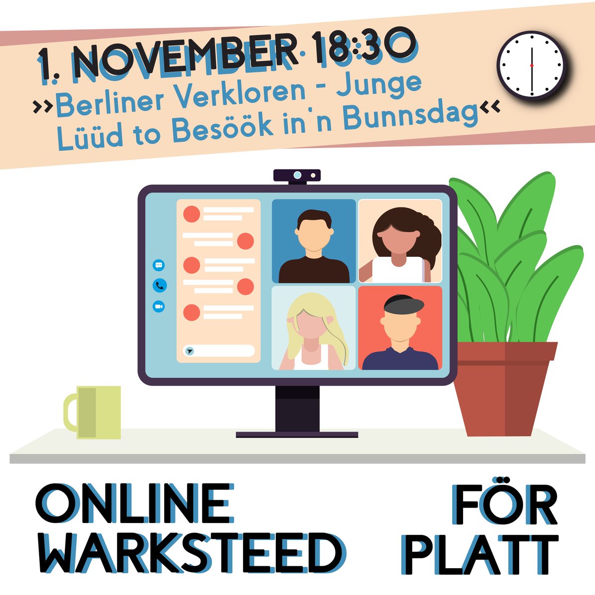 Plattdüütsche Warksteed för Junge Lüüd
1.11.2022, Klock 18:30 +++ "Berliner Verkloren - Junge Lüüd to Besöök in'n Bunnsdag"
Anmellen bet 30.10.2022 bi info@niederdeutschsekretariat.de
 #plattpolitik #jungelüüd #berlin #politik #bundestag #plattdüütsch #plattdeutsch #niederdeutsch