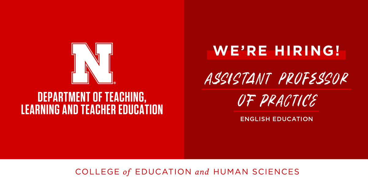 unltlte's tweet photo. We have a faculty opening: Assistant Professor of Practice in English Education! Information and application requirements can be found via this link: https://t.co/Hy5LwCIWPR, #EnglishEd #TeacherEd #Nebraska #UNL #CEHS
@lauren_gatti https://t.co/DfJJbi31x7
