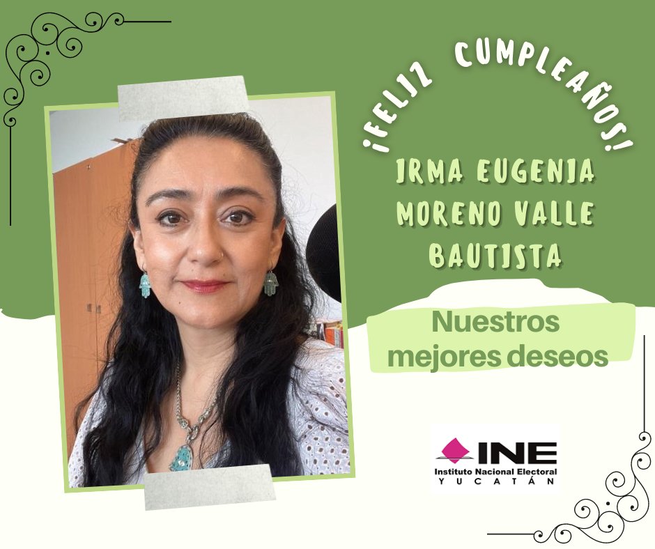 INEYucatan's tweet photo. La familia @INEYucatan desea un ¡¡¡#felizcumpleaños !!! a nuestra compañera y amiga, @MorenoValleIrma.
Nuestros mejores deseo para ti en este día tan especial. https://t.co/m9bE6DfepO