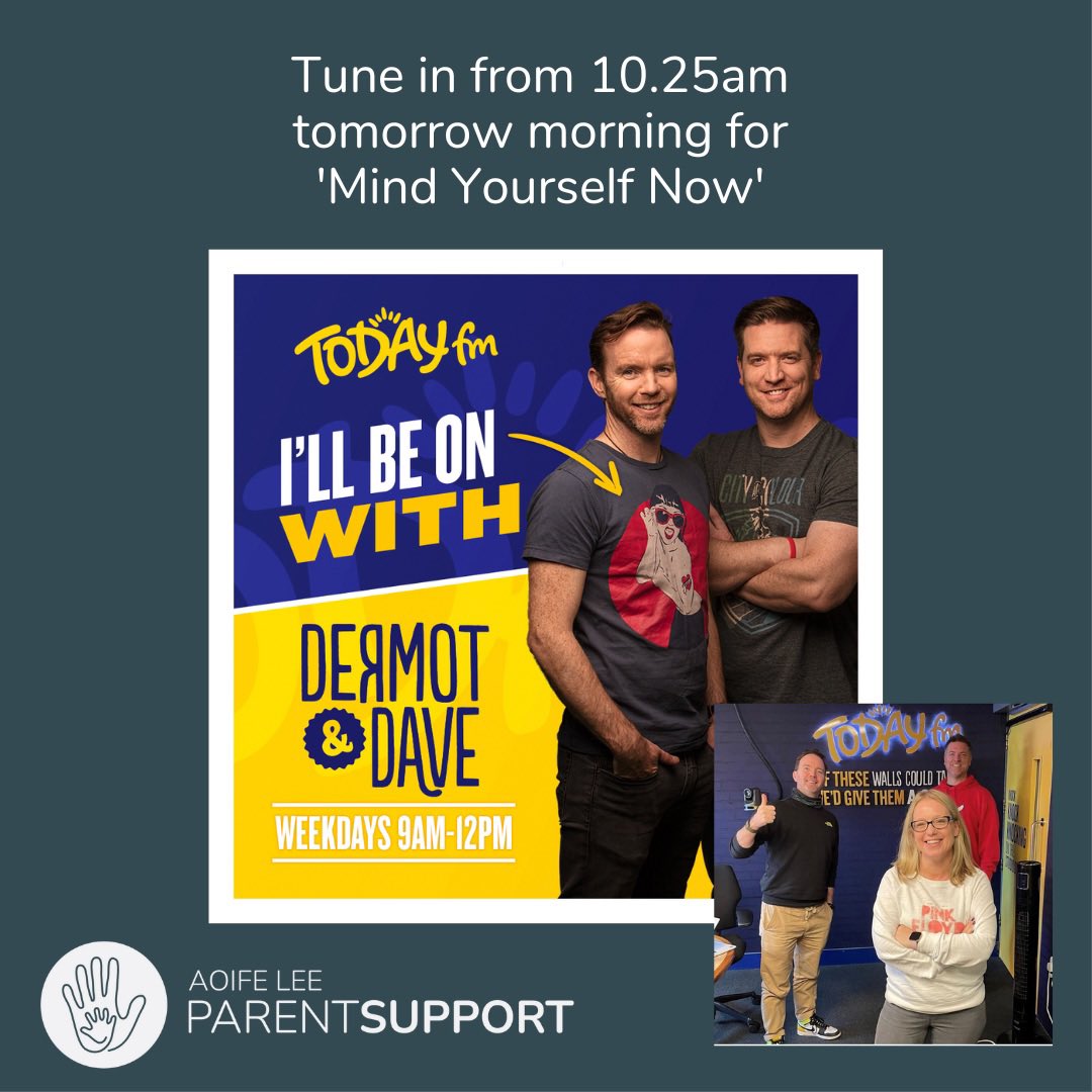 Aoife Lee Parent Support (@alparentsupport) on Twitter photo 📻I’ll be in studio tomorrow with @DermotTodayFM & <a href="/DaveTodayFM/">Dave Moore</a> on <a href="/TodayFM/">Today FM 💛</a> for ‘mind yourself now’ when we’ll be chatting about supporting our kids
⭐️ Navigate friendships
From 10.25am tomorrow morning.
#parenting #kids #friendships 📻I’ll be in studio tomorrow with @DermotTodayFM & <a href="/DaveTodayFM/">Dave Moore</a> on <a href="/TodayFM/">Today FM 💛</a> for ‘mind yourself now’ when we’ll be chatting about supporting our kids
⭐️ Navigate friendships
From 10.25am tomorrow morning.
#parenting #kids #friendships