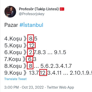 Profesorjokey's tweet photo. Pazar #İstanbul Altılımız Hayırlı olsun.
6'lı Ganyan 18.215,64 ₺ vermiştir.

4.Koşu 》8 - GIRL GONE BAD ✅ 1⃣.At
5.Koşu 》12 - SIDNEYS STAR ✅ #Banko 
6.Koşu 》2 - COSMIC KID ✅1⃣.At
7.Koşu 》6 - SPLENDID ✅ 1⃣.At
8.Koşu 》8 - GÜRBOĞA ✅ 1⃣.At
9.Koşu 》12 - TIME OF RUNNER✅3⃣A.t https://t.co/gR9Nrq4sAX