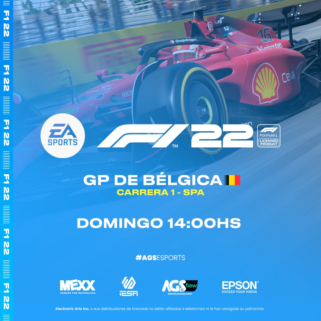 ¡Cada vez falta menos! #AGSEsports

🏁 GP de Bélgica - Carrera 1

▶️ Lo vas a poder vivir por twitch.tv/iesatv

<a href="/MexxplayOK/">MEXX PLAY</a> #EpsonArgentina