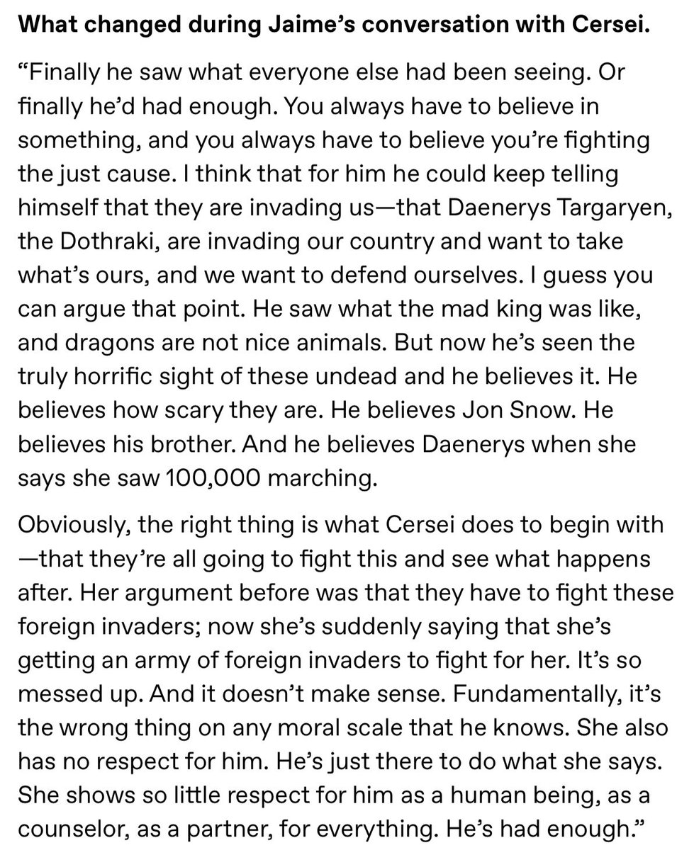 yacht_rocker70's tweet photo. #jaimelannister #brienneoftarth #cerseilannister #jaimexbrienne #braime #jaimexcersei #briennexjaime #cerseixjaime #twincest #twincesters #jaimelovedbrienne #gamefthrones #got
NCW confirms Jaime was done w/Cersei. Jaime loved Brienne. Jaime ensured Cersei died! Jaime=Valonqar! https://t.co/xBQTFFUpLI