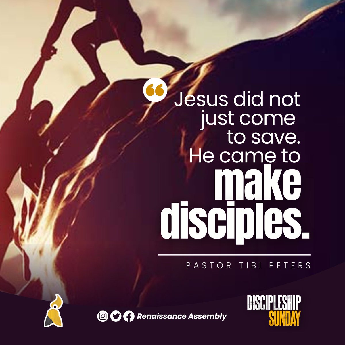 RenAssembly's tweet photo. "JESUS came to MAKE DISCIPLES." - Pastor Tibi Peters
#DiscipleshipSunday
................
.................
WHAT DID YOU HEAR IN CHURCH TODAY?
Drop your comments below ...
.
#RenaissanceAssembly
#PastorTibiPeters
#SignsAndWonders https://t.co/ffl82yy2J8