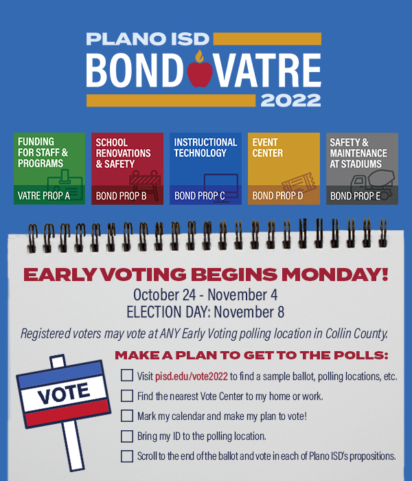 Plano ISD on Twitter "Early voting begins tomorrow‼️ Plano ISD