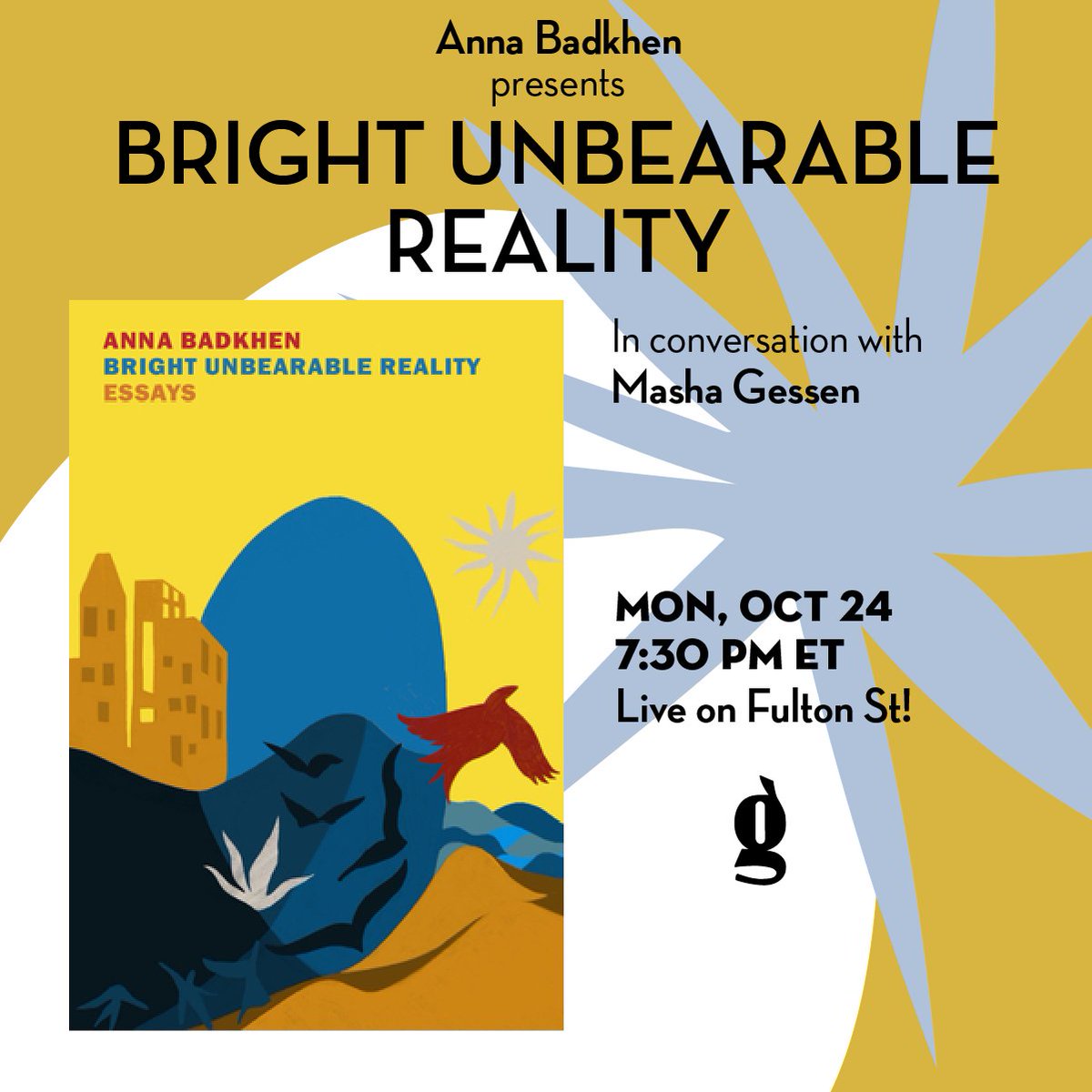 Join Anna Badkhen—'a stunning and sensitive chronicler of our collective condition' (@imaniperry)—at our Fulton St store TOMORROW for the momentous release of BRIGHT UNBEARABLE REALITY (@nybooks)! @mashagessen joins Badkhen in conversation! RSVP: anna-badkhen.eventbrite.com
