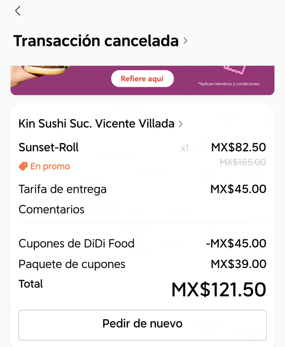 PChidorino's tweet photo. Ya no pidan comida en @DidifoodMX el servicio es deplorable y en cuanto se pide una entrega con tarjeta la cancelan y ya no regresan el dinero correspondiente https://t.co/raDk6fn0AV