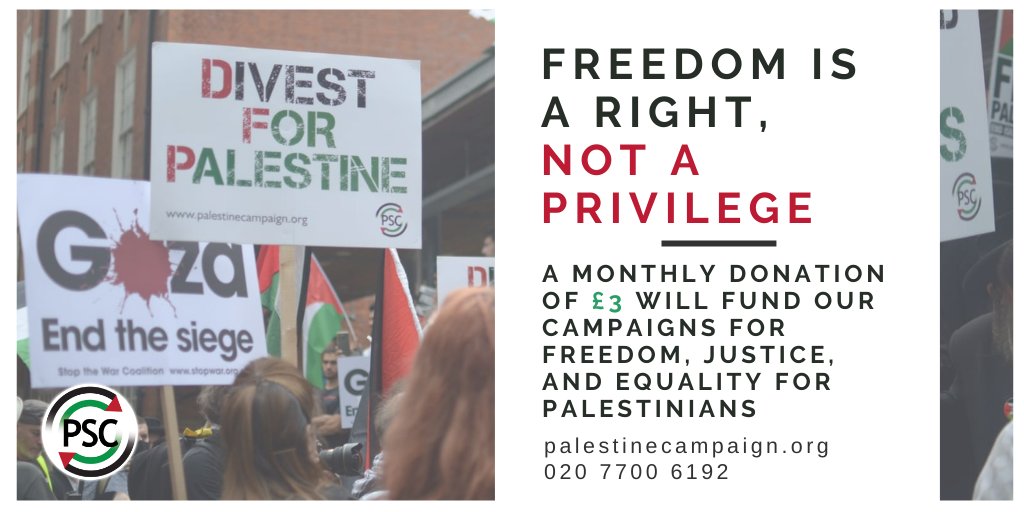 As the UK Government's joins in the global crackdown on #BDS and campaigning for Palestinian rights, our movement must fight back. Will you support us in standing by the Palestinian people, and donate to PSC today? 👉donate.palestinecampaign.org