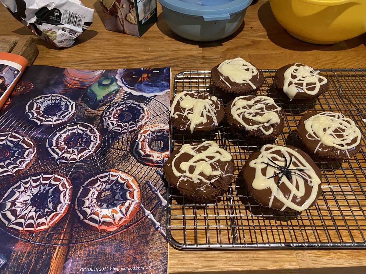 Halloween doughnuts - expectations vs reality. Helps to have a doughnut mould thing I guess. Tastes ok though…worse ways to spend a rainy Sunday