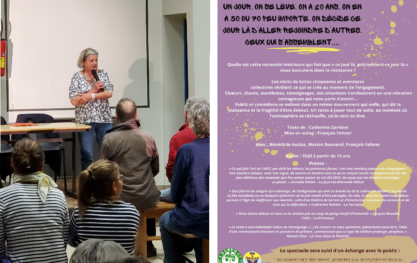 attac_opale's tweet photo. Attac du #Boulonnais, d'autres associations  présentes à #Attin pour dire #NonaTropicalia. Organisation par le GDEAM-62 «Nous étions debout et nous le savions pas» ,texte de C. Zambon. Merci à tous et  @agit_theatre  de cet  échange #démocatique  #hautsdefrance @NordPdc @attac_fr https://t.co/hZMDY7n2xd