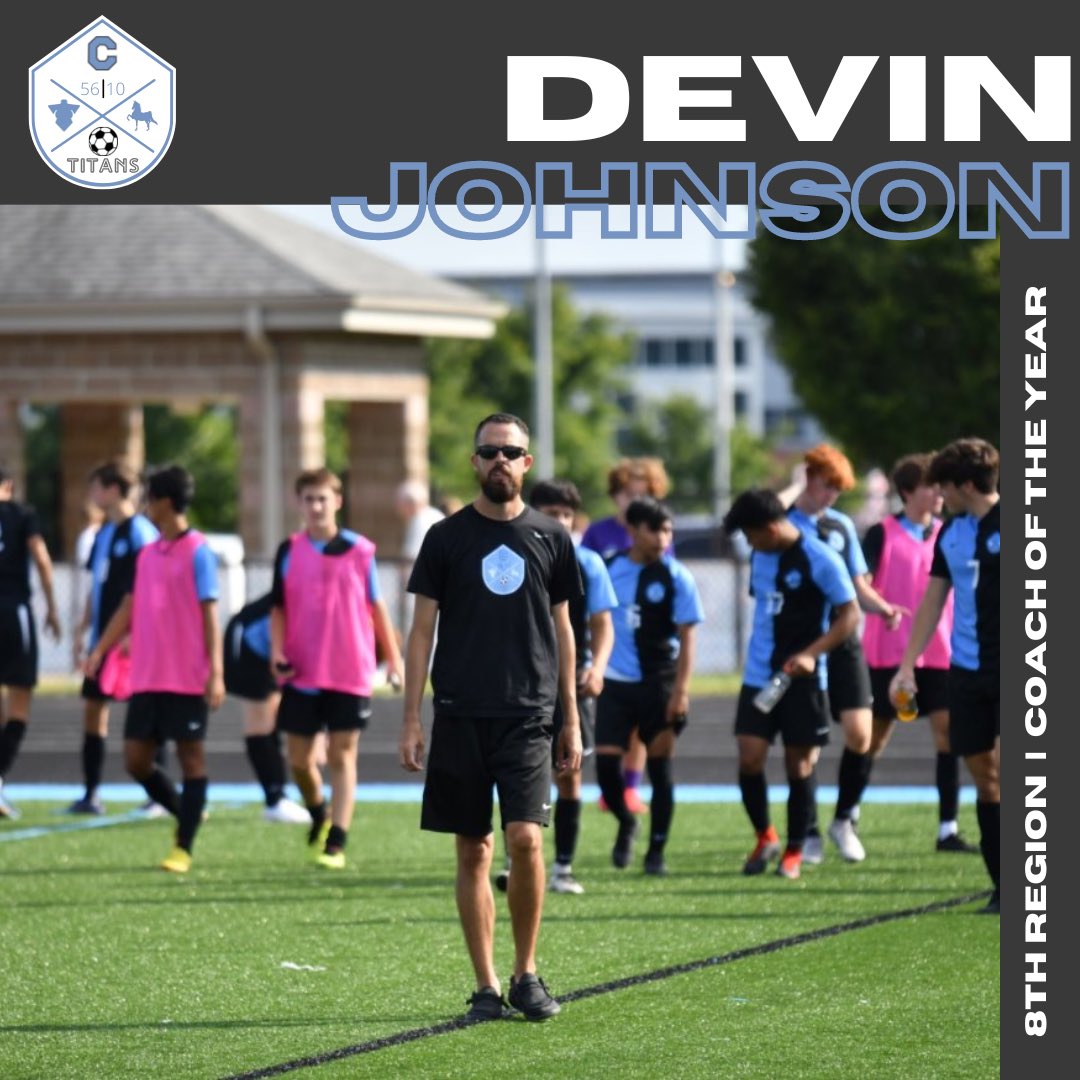 MLCHSBoysSoccer's tweet photo. Congrats to Head Coach Devin Johnson on being named 8th Region Coach of the Year! #LetsGoTitans https://t.co/ahO10p6177