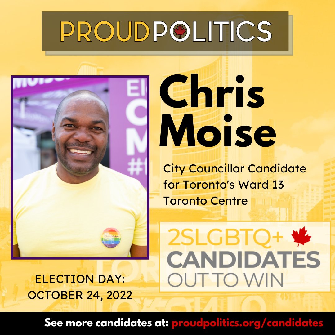 @ChrisMoiseTO is a proven leader and is running to serve you, Toronto Centre! 

Chris needs your support tomorrow on election day! Sign up to volunteer for Chris here: electchrismoise.ca/volunteer #TOpoli #lgbtpoli