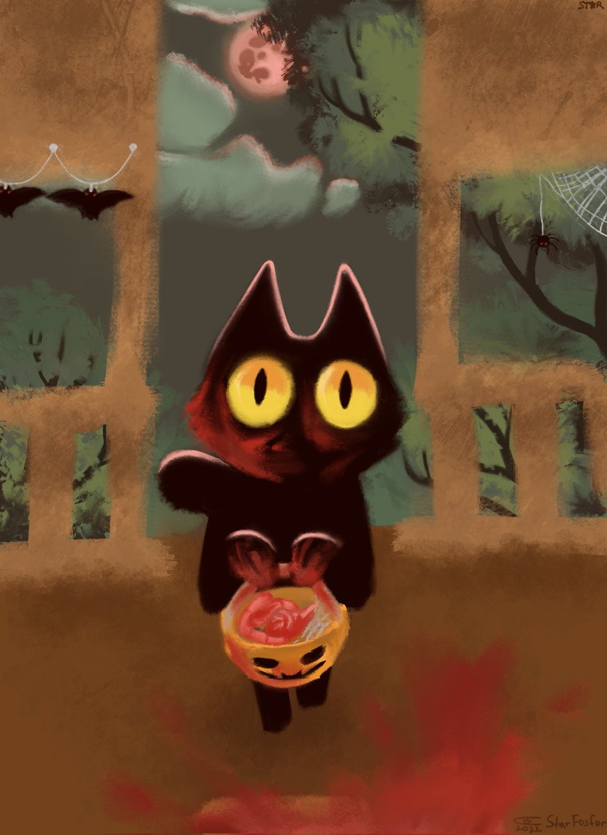 starfosfor's tweet photo. !TW! BLOOD
I can't wait for Halloween so posting it now!! (mini-comic)
----
1. Trick or treat! - kittie
2. Cutie, we don't have candy, go somewhere else, - the person who was knocked on.
3. Truth? - k.
4. ...- k.

#art #artist #artwork #arts #cat #halloween #ghost #comic #sketch https://t.co/Dubwxt9kVC