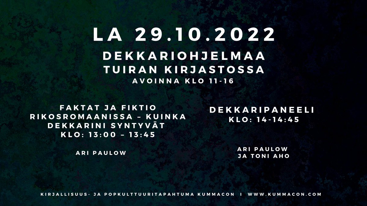 korppikela's tweet photo. Lauantaina Kummaconin ohjelma laajentuu Tuiran kirjastolle 👁️

#Oulu #Kummacon #Tuirankirjasto @oulunkirjasto https://t.co/Jt6Q6yGIZ6