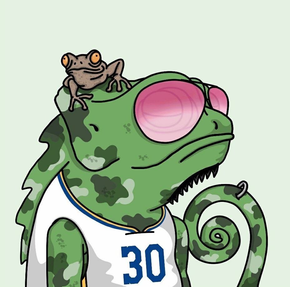 krypto_vagabond's tweet photo. @KarmeleonsNFT is still hitting hard as a motha'. Went to the mint bot early af this morning and hooked a frog head, bearded Curry. I'm telling you these bad boys are still the shyt, don't do Jersey's but I'll make an exception for him. #KarmaKrew #Pinkpfp 🥶🦎🐸 https://t.co/VsxLimKP3o