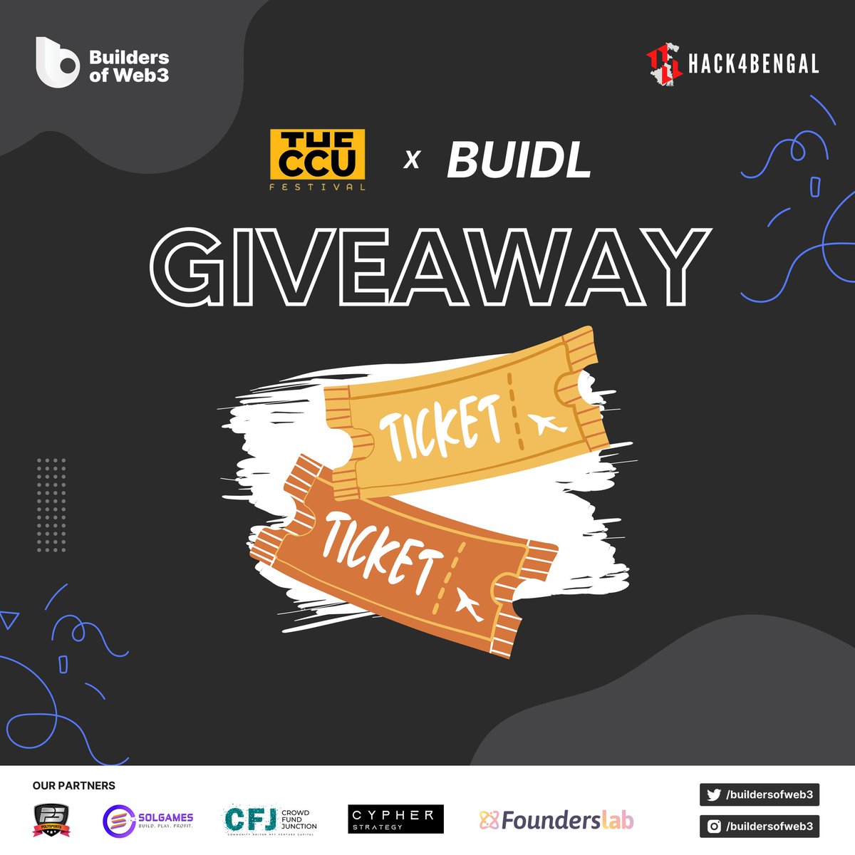 hack4bengal's tweet photo. Having a wish to attend the amazing THE CCU FEST? 

Well! Hack4Bengal has the key.

Steps to be followed:

1. Follow @buidlersofweb3 &amp; @hack4bengal

2. Quote Tweet this post with #BUIDLbyBOW3 &amp; Tag 2 Friends
🔗:https://t.co/wdX9Y4POCP

3. Register here 👉🏻  https://t.co/LlMETOCW8l https://t.co/3cRuRvdDt8