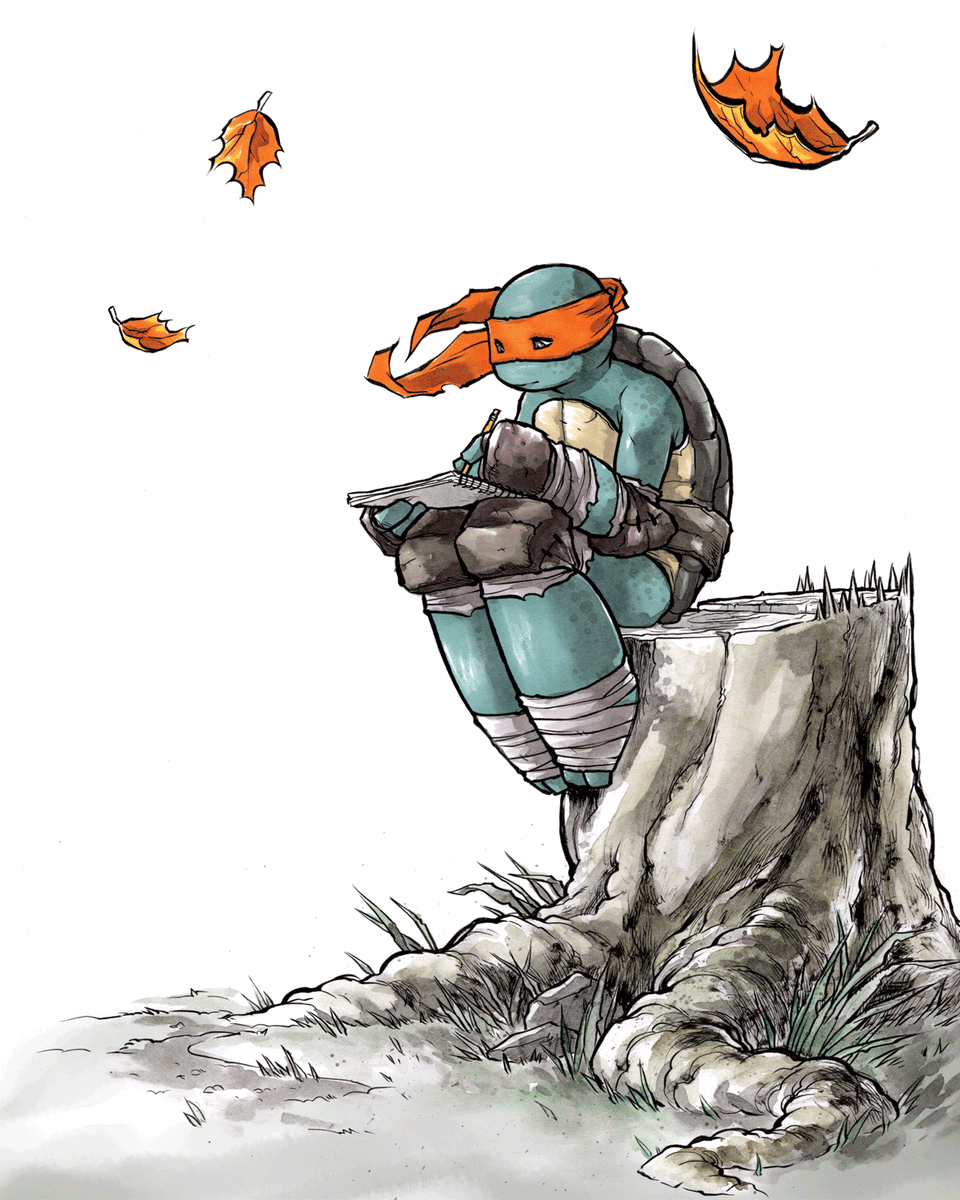 TMNT's tweet photo. enjoying the fall season 🍂 

art by @mooncalfe1 @IDWPublishing https://t.co/vyc9S1nUbr
