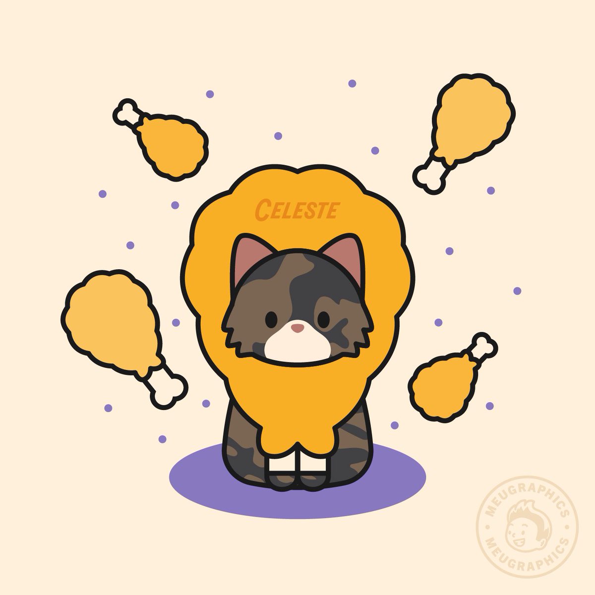 Meugraphics's tweet photo. Day 19/31 #31daysofpetstacularfright
You BATTAR not mess with Celeste because she is not afraid chicken! 

You heard correctly! Celeste is CRISP and ready to enjoy this halloween. Make sure to give her some love and treats! 🎃👻 #Drawtober2022 #drawlloween #illustrator https://t.co/rJCoOetlOe