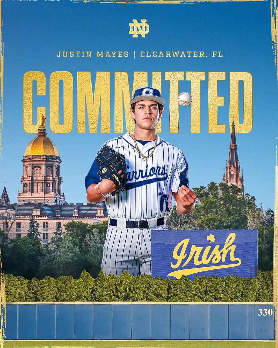 I’m blessed and excited to announce that I will be pursuing my academic and athletic career at the University of Notre Dame. I want to thank my family and all those who helped me accomplish my dream.#Goirish☘️<a href="/ShawnStiffler29/">Shawn Stiffler</a> <a href="/Seth_Voltz/">Seth Voltz</a> <a href="/NDBaseball/">Notre Dame Baseball</a> <a href="/Calvary_BB/">Calvary Christian Baseball</a> <a href="/SummersMethod/">SummersMethod</a>