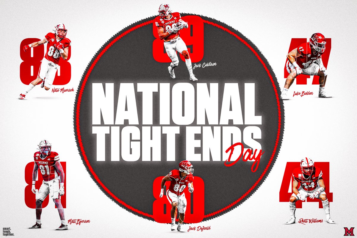 MiamiOHFootball's tweet photo. Happy #NationalTightEndsDay to the guys that can do it all‼️

#RiseUpRedHawks | 🎓🏆 https://t.co/yniv9tvjCl