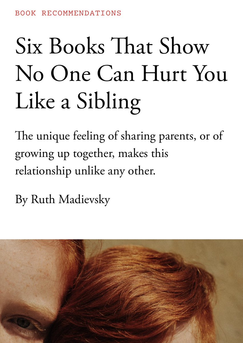 ruthmadievsky's tweet photo. I wrote about books across several genres that capture the wild, messy, deeply individual nature of siblinghood for @TheAtlantic! 

feat. @J_Escoffery @kylelucia @NatalieGDiaz @chrystabilton &amp; more 

 https://t.co/Fhbyxiraxr https://t.co/LhSER5YXdC