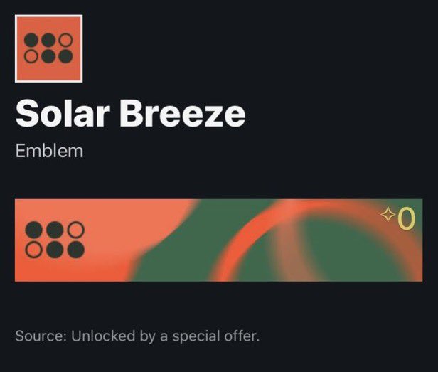 KreativeSol_'s tweet photo. Giveaway for 2x “Solar breeze” emblem!

To participate:
✅ Follow @PandahHokage 
✅ Like &amp; Retweet

GOOD LUCK!

Winner announced on 10/30/2022
#destiny2 #Giveaway #EmblemGiveaway https://t.co/BdZBOVNwOq