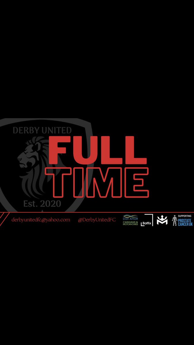 Full time today. Allestree Vintage 6-2 Derby United. Poor performance from us but Allestree thoroughly deserving of their win. Goals from Cole Hassell and David Amole.