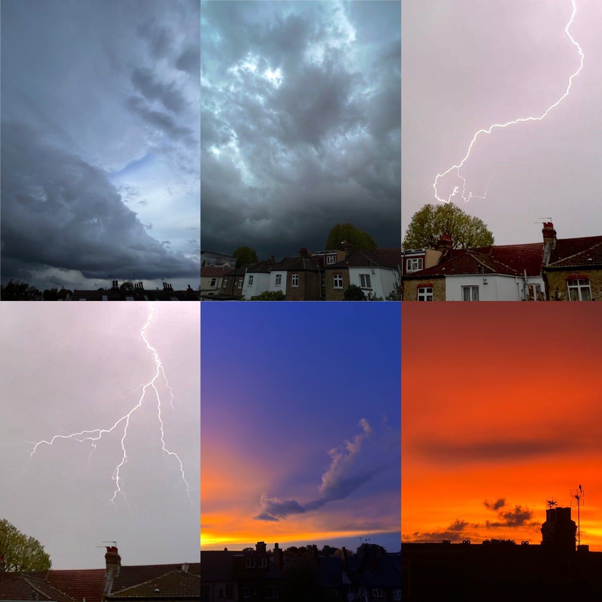 A timeline of the #storm (top LHS to bottom RHS). The colours in the sky were epic. #London