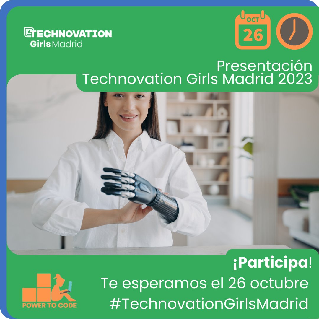 TechnovationMad's tweet photo. #powertocode embajadores de #TechnovationGirlsMadrid invita a participar a niñas entre 8 y 18 años en el programa #TechnovationGirls para la temporada 2023.
➡️ Recibe más información el miércoles 26 de octubre a las 7:00 pm Madrid
https://t.co/5Oj5590E8U https://t.co/SAFEW9vyVh