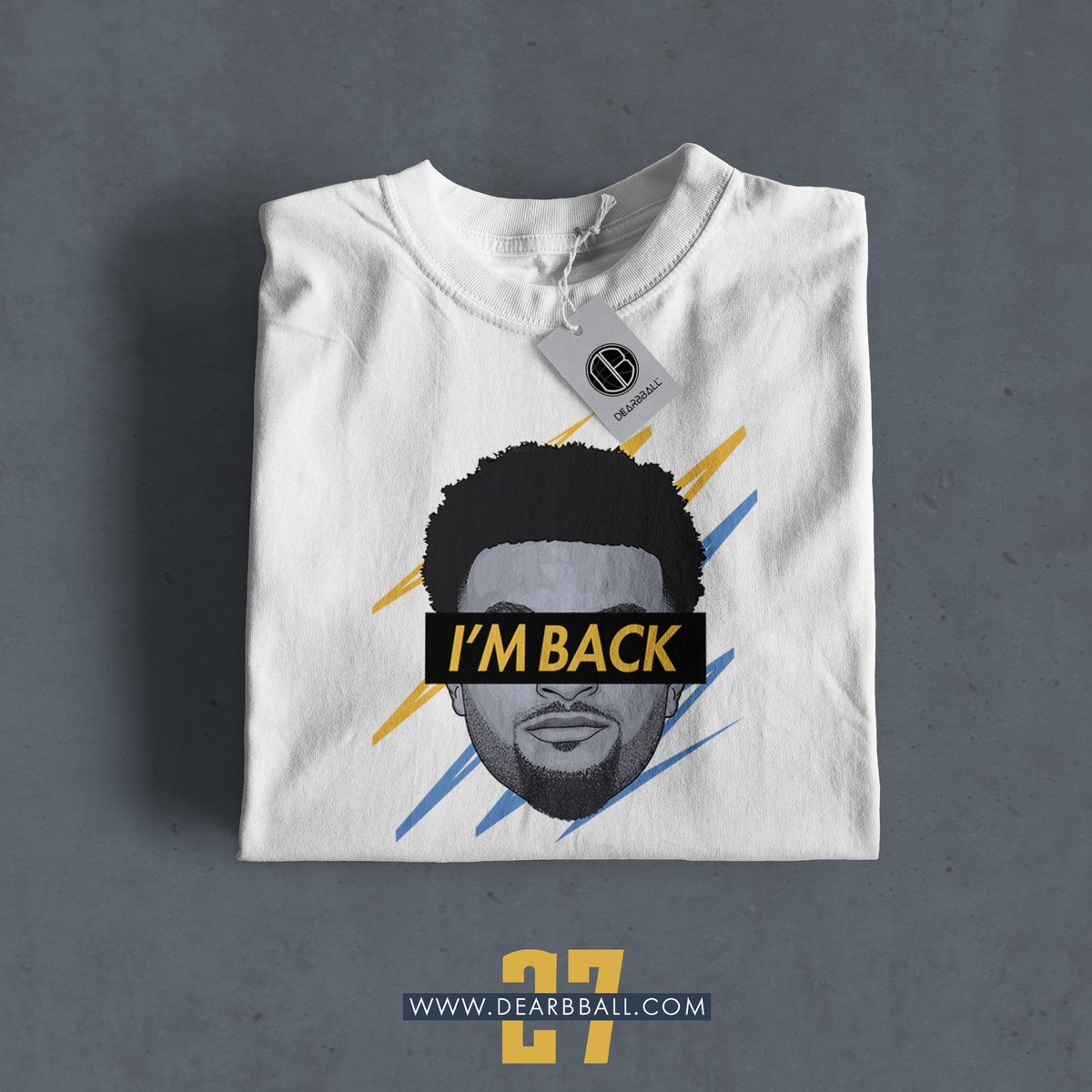 NuggetsFra's tweet photo. 🚨[CONCOURS]🚨

Avec @dearbball on vous propose de fêter la reprise de la NBA et le retour de JAMAL MURRAY sur les parquets 😍

Pour cela, tentez de gagner un t-shirt de la collection I'M BACK !

🔁 RT ce tweet 
✅ Follow 
@NuggetsFra &amp;  @dearbball

🍀 TAS: 06/11/22 https://t.co/tEglgYroon