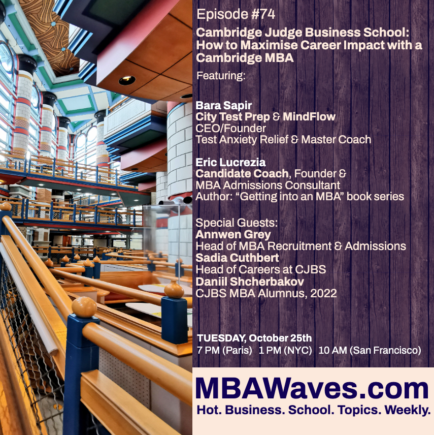 MbaWaves's tweet photo. Join @EricLucrezia, @BaraSapir, @CambridgeJBS, and our special guests for a 30-minute boost from expert coaches from across the spectrum of education and business!
#mbalife #MBA #GMAT #MBAwaves
Link:https://t.co/bpenldpjVV https://t.co/7Pjvxf3lGt