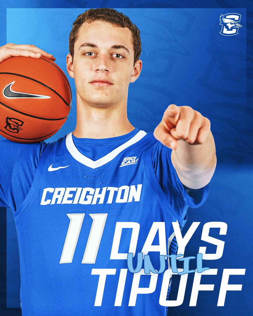 BluejayMBB's tweet photo. The 𝗖𝗢𝗨𝗡𝗧𝗗𝗢𝗪𝗡!

We're 1️⃣1️⃣ days away from our first regular-season game!

#GoJays x @RyanKalkbrenner https://t.co/llYmFV9XfK
