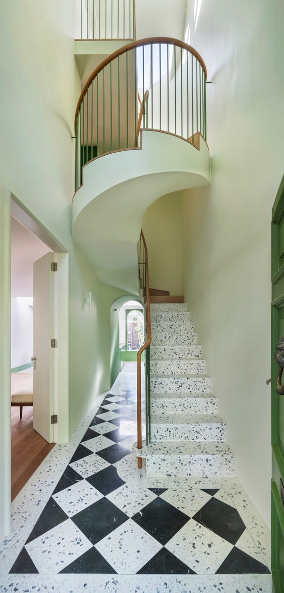 dezeen's tweet photo. Ten homes that use colour to turn stairs into statements: https://t.co/xGdR65Nmuo https://t.co/syZDxtExSZ