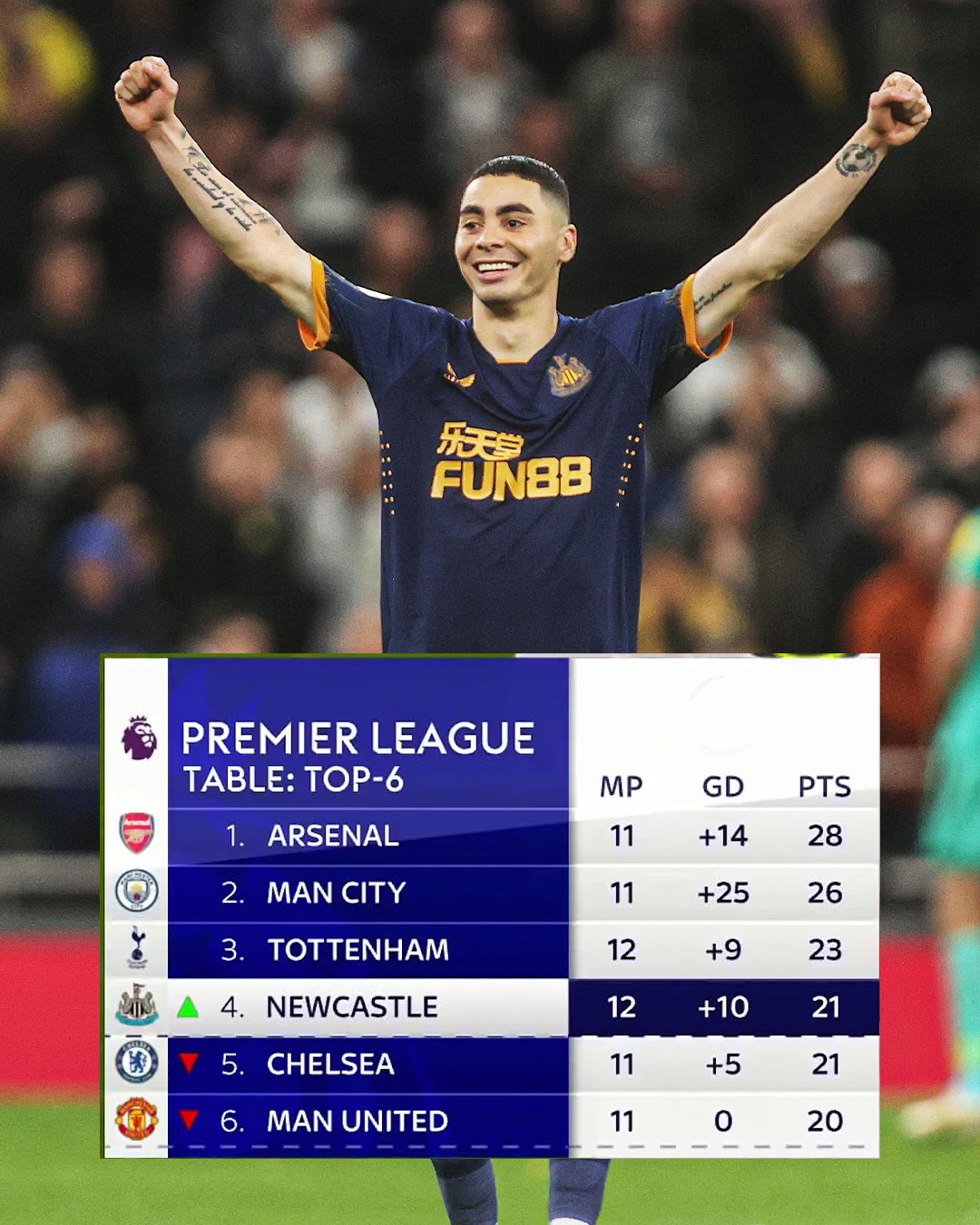 Newcastle United Football Club - Premier league Table