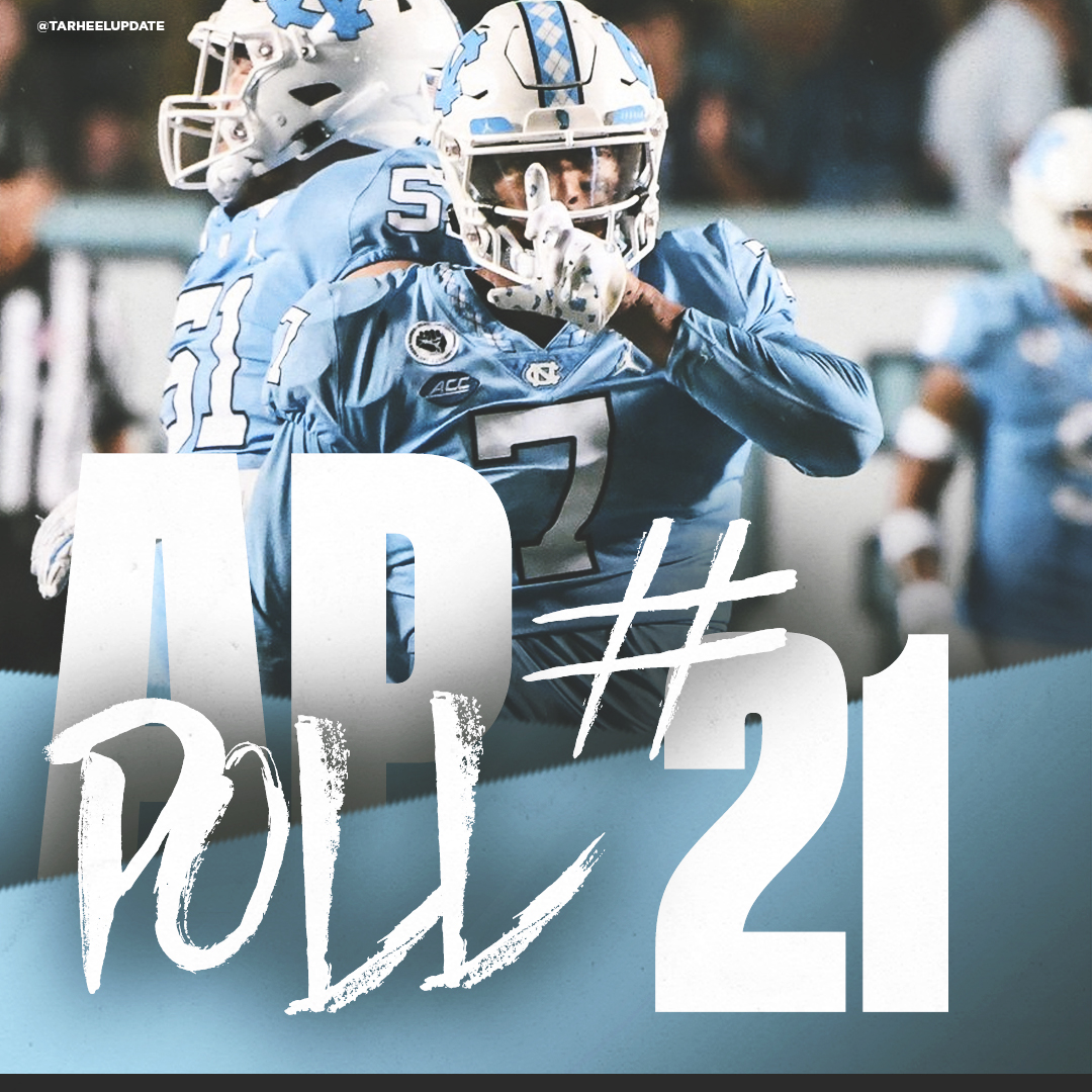 #UNC moves up one spot to no. 21 in this week's AP poll