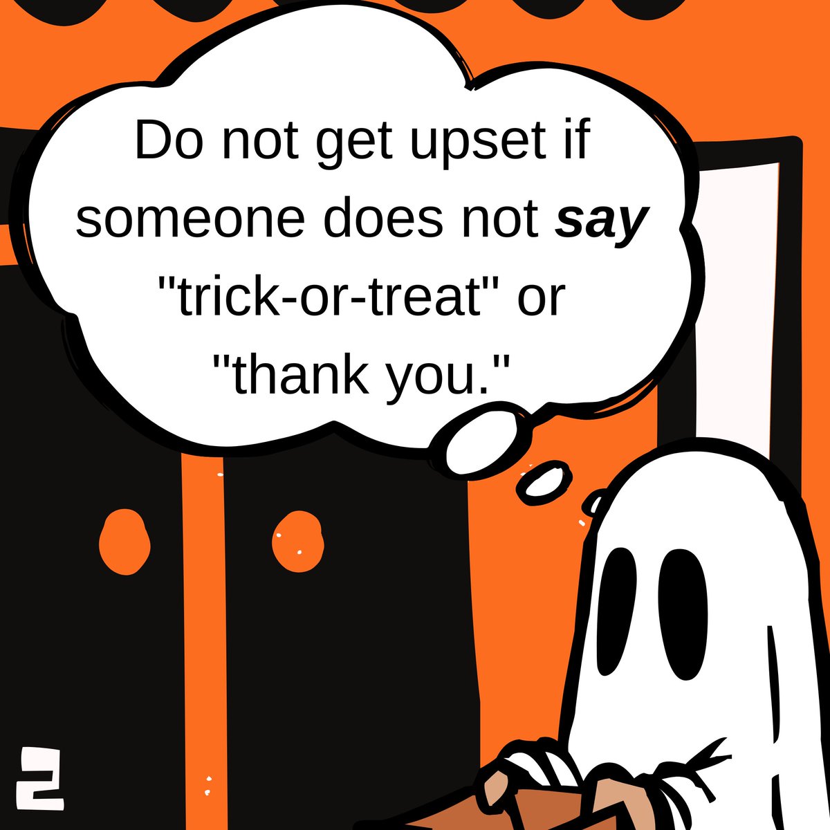 KeepATXWobbly's tweet photo. #Halloween is in 8 days! Here's tip #2 for being #inclusive! Some trick-or-treaters are #noverbal, and honestly, some are really shy. Don't be upset if they don't *speak* to you, and don't force them to speak to get their treat.

#DisabilityAwareness #DisabilityTwitter https://t.co/XnWZ2QeExy