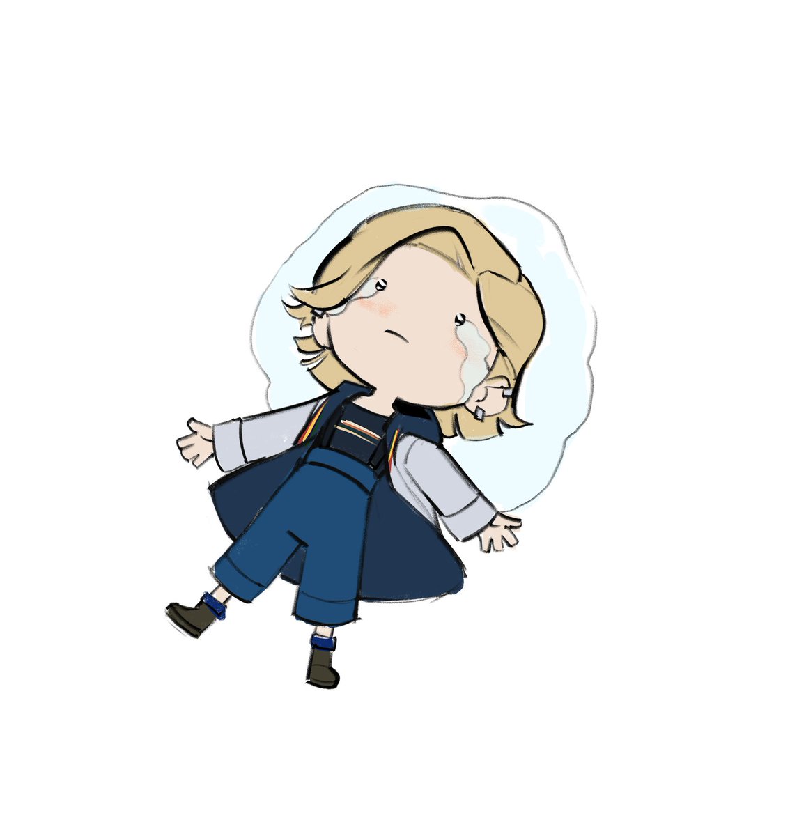 blonde hair solo blue pants jacket white background jewelry crying  illustration images