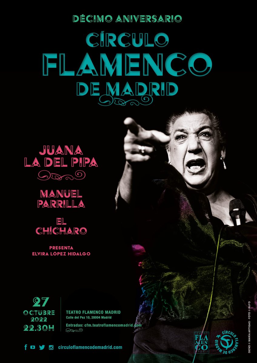flamencototal's tweet photo. Raza y carácter de #Jerez para el X aniversario de @cirflamencomad. Tía Juana la del Pipa con Manuel Parrilla y El Chícharo. Jueves 27 de octubre a las 22.30 h en el teatro Flamenco de #Madrid (Calle del Pez) #cultura https://t.co/FKf4RKD5iz