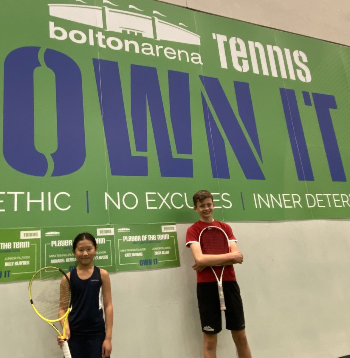 BoltonTeam's tweet photo. Congratulations to last terms players of the term. 
Green Ball - Kate Ouyang
Full ball - Zach Allen
They Join the wall of previous winners over the past 2 years 👍 
The team will announce next terms winners in December #teambolton #ownit #playerpathway 
@dunloptennis @BoltonArena https://t.co/pmFbbCx10C