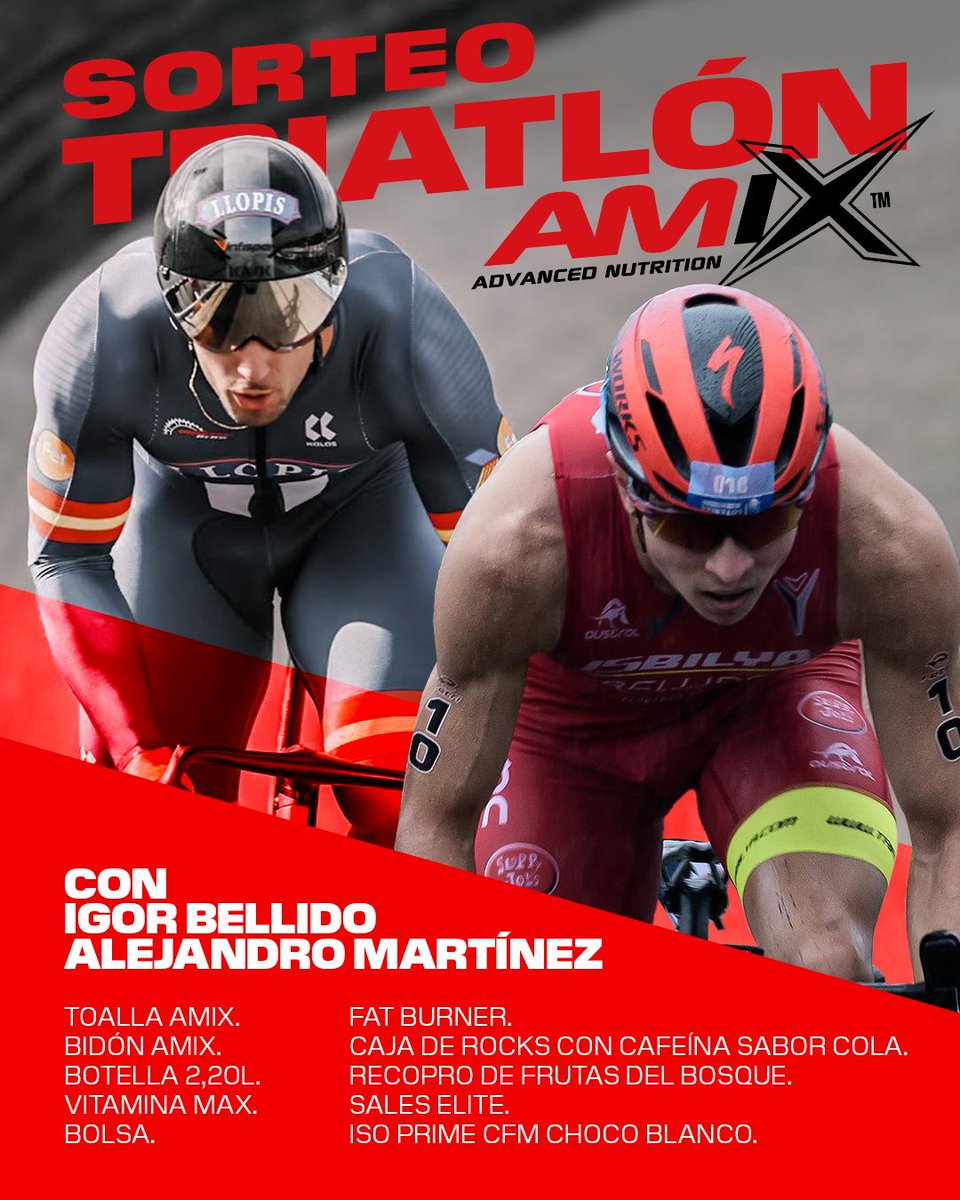 AmixStore's tweet photo. Accede a nuestro perfil de Instagram @amixnutrition.official y participa en el SORTEO que tenemos activo. Puedes llevarte un completísimo pack de productos AMIX TRIATLON con @bellidooo_02 y @alejandroc2c  

Recuerda siempre que AMIX está contigo! 💪💪💪
#YouDecideAmix https://t.co/nrFTzQitYO