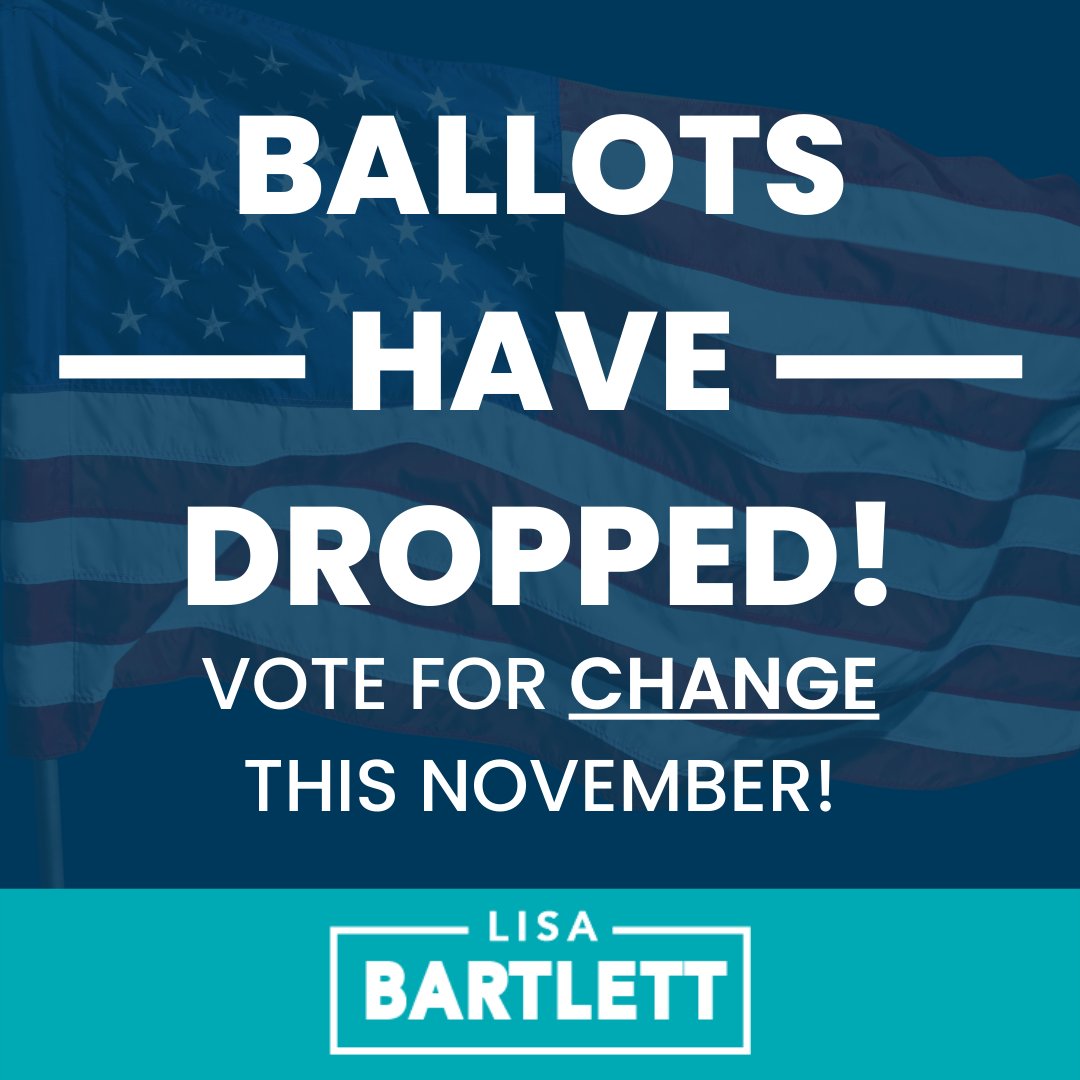 BartlettForCA's tweet photo. Americans are starting to return their ballots - Make sure your voice is heard! Vote for change on or before November 8th. https://t.co/BWyGJZ1ctn
