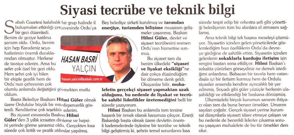 Sabah Gazetesi'nde Hasan Basri Yalçın’ın kaleme aldığı köşeye konuk olduk ✍️