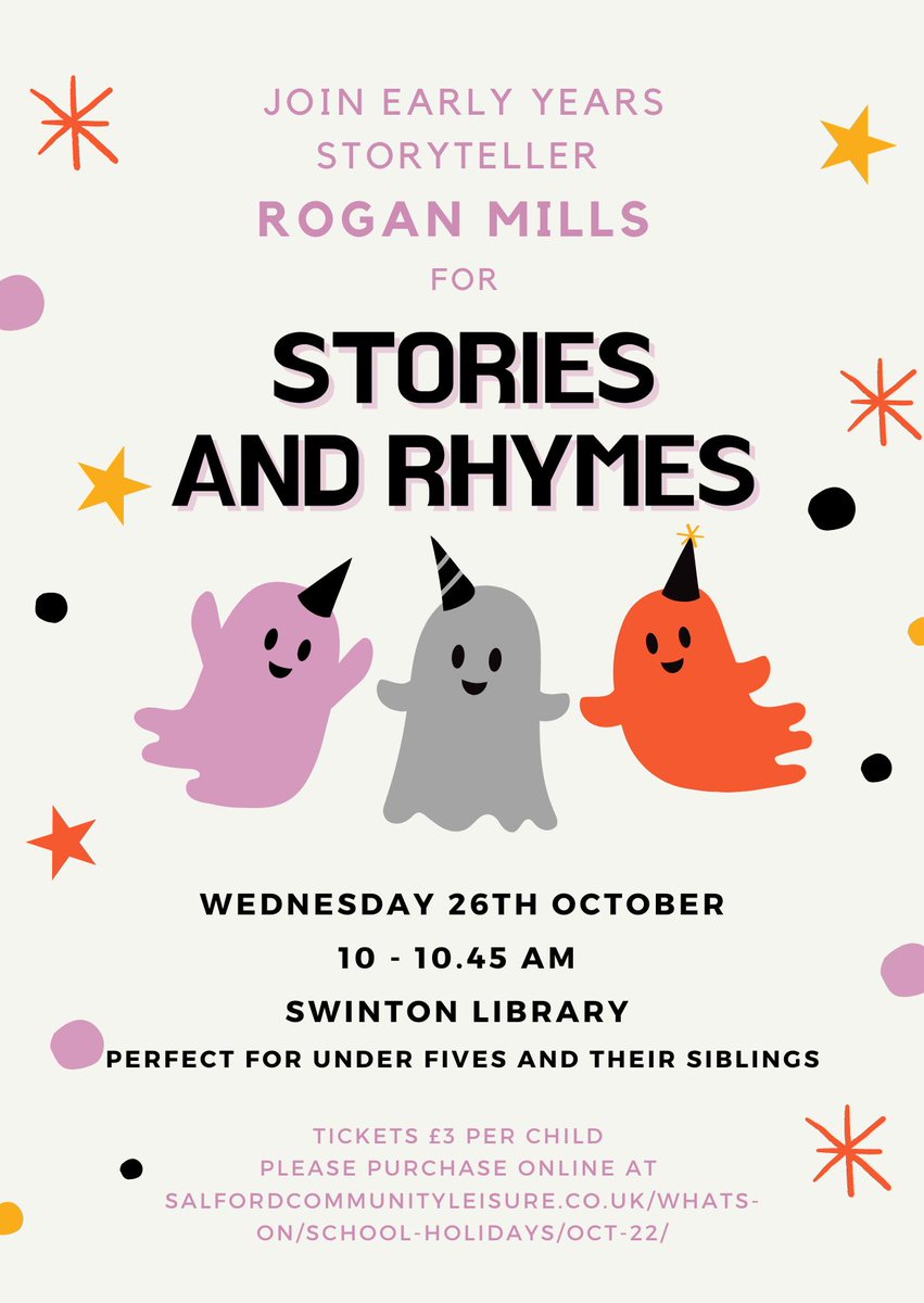 Join us at Swinton library for our special under fives event with storyteller Rogan Mills who will share some of his favourite stories and rhymes. salfordcommunityleisure.co.uk/whats-on/schoo… @SalfordCouncil @SalfordLeisure