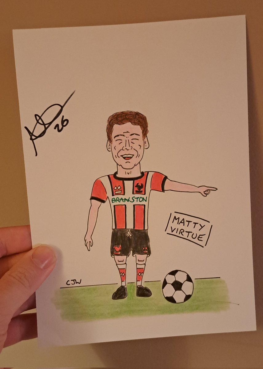 Let's round off a great week for the Imps with a Sunday night giveaway! Retweet this, follow <a href="/imptoons/">Imptoons! 🇺🇦</a> and I'll draw a name from the hat for this signed Matty Virtue original caricature. Good luck! 👍🔴⚪️