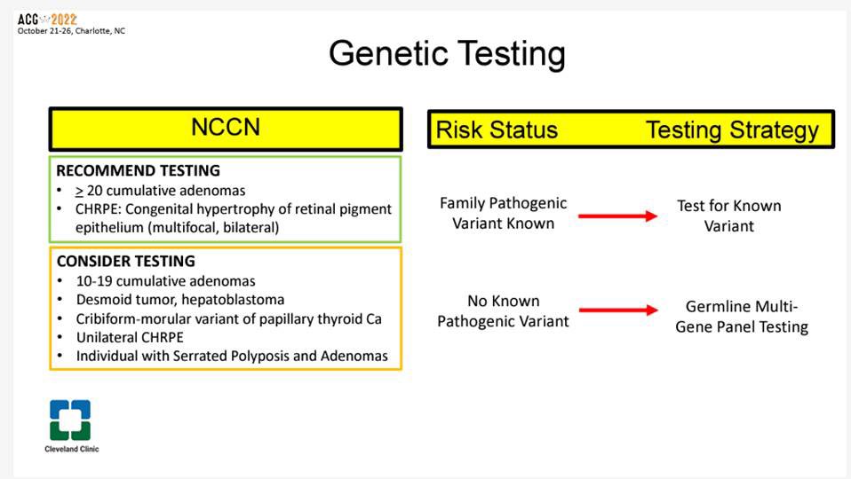 Jean-Paul Achkar (@jpachkarmd) on Twitter photo Past president of <a href="/AmCollegeGastro/">ACG</a> <a href="/burkegastrodoc/">Carol Burke</a> teaching about GI polyposis syndromes at #ACG2022. Great slide on genetic causes of adenomatous polyps and a guide on genetic testing ➡️ recommend for 20 or more cumulative adenomas and bilateral CHRPE <a href="/MRegueiroMD/">Miguel Regueiro</a> <a href="/MichelleKimMD/">Michelle Kim</a> Past president of <a href="/AmCollegeGastro/">ACG</a> <a href="/burkegastrodoc/">Carol Burke</a> teaching about GI polyposis syndromes at #ACG2022. Great slide on genetic causes of adenomatous polyps and a guide on genetic testing ➡️ recommend for 20 or more cumulative adenomas and bilateral CHRPE <a href="/MRegueiroMD/">Miguel Regueiro</a> <a href="/MichelleKimMD/">Michelle Kim</a>