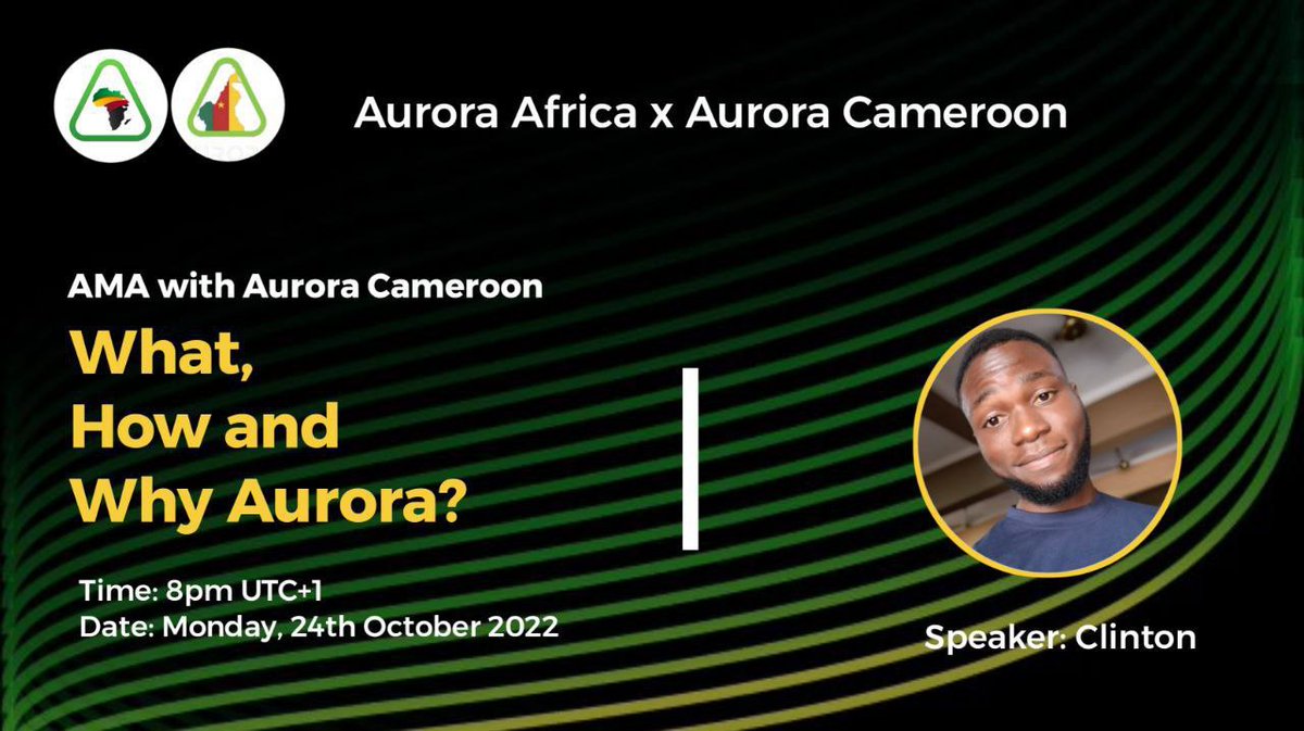 AuroraCameroon's tweet photo. hello Guys, let's welcome Aurora to cameroon.

Ask Anything you need to know concerning blockchain and concerning aurora.

#AuroraCameroon
#Aurora 
#Cameroon https://t.co/PY0u1s4hjk